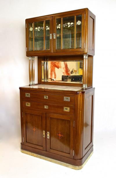 20th Century Art Nouveau Mahogany Buffet Cabinet by H B ck Austria ca 1910