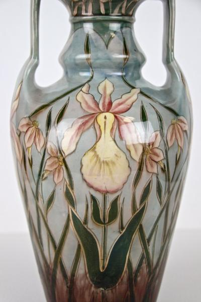20th Century Art Nouveau Majolica Vase by Gerbing Stephan AT ca 1910
