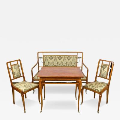 20th Century Art Nouveau Salon Suite With Brass Elements Austria ca 1910