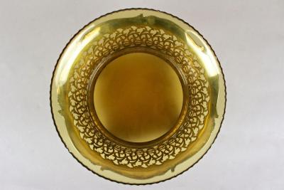 20th Century Art Nouveau Silver Basket With Ambercolored Glass Bowl AT ca 1900