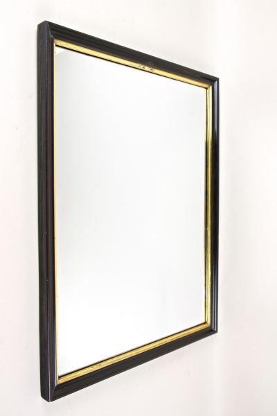 20th Century Black Art Deco Mirror With Gilt Bars Lacquered Austria ca 1920