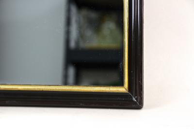 20th Century Black Art Deco Mirror With Gilt Bars Lacquered Austria ca 1920
