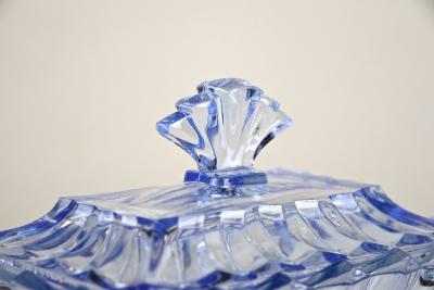20th Century Blue Art Deco Glass Box with Lid Austria circa 1920