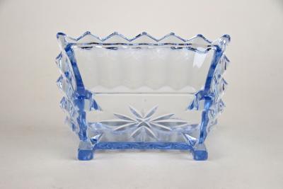 20th Century Blue Art Deco Glass Box with Lid Austria circa 1920