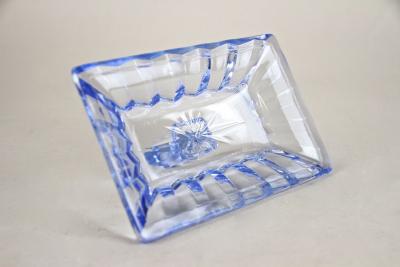 20th Century Blue Art Deco Glass Box with Lid Austria circa 1920