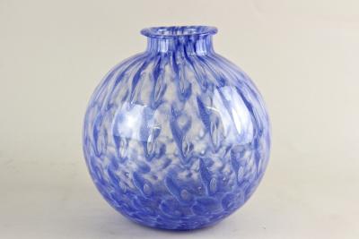 20th Century Blue Murano Glass Ball Vase Mid Century Modern Italy ca 1970