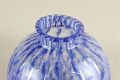 20th Century Blue Murano Glass Ball Vase Mid Century Modern Italy ca 1970