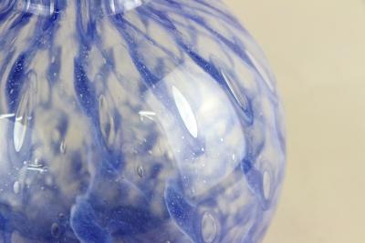 20th Century Blue Murano Glass Ball Vase Mid Century Modern Italy ca 1970