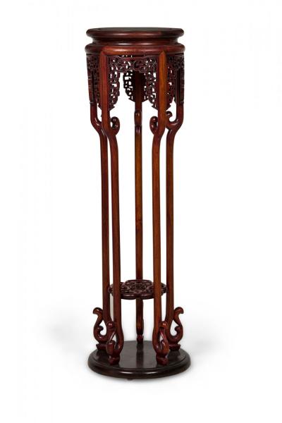 20th Century Chinese Carved Wooden Pedestal Table Stand