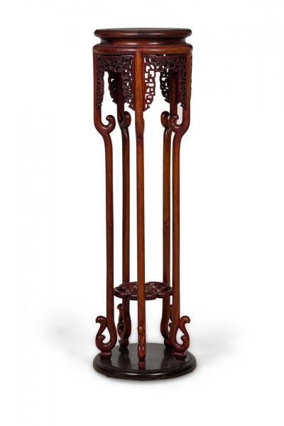 20th Century Chinese Carved Wooden Pedestal Table Stand