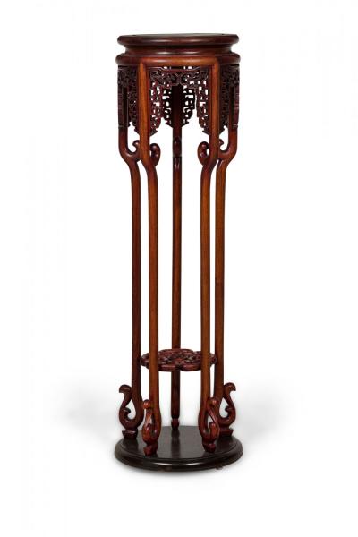 20th Century Chinese Carved Wooden Pedestal Table Stand