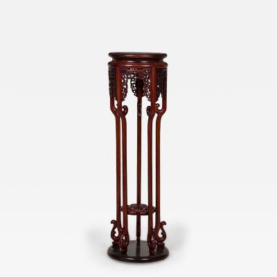 20th Century Chinese Carved Wooden Pedestal Table Stand