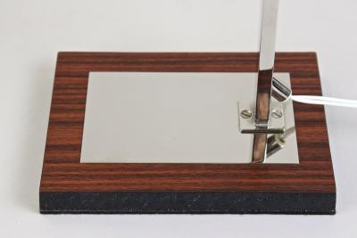 20th Century Chromed Table Lamp With Black Metal Lamp Shade AT circa 1950