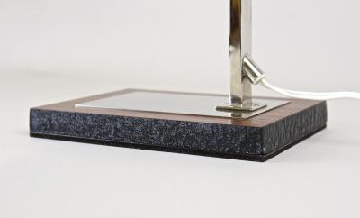 20th Century Chromed Table Lamp With Black Metal Lamp Shade AT circa 1950