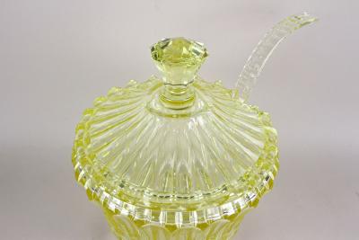 20th Century Citrus Yellow Art Deco Crystal Punch Bowl Service Bohemia ca 1920