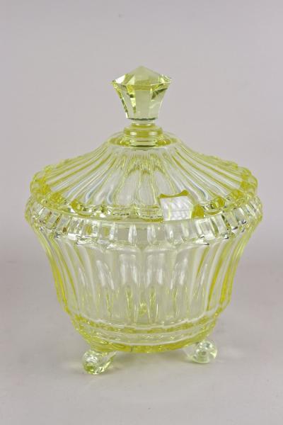 20th Century Citrus Yellow Art Deco Crystal Punch Bowl Service Bohemia ca 1920