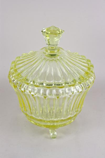 20th Century Citrus Yellow Art Deco Crystal Punch Bowl Service Bohemia ca 1920