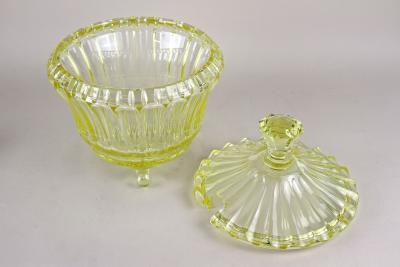 20th Century Citrus Yellow Art Deco Crystal Punch Bowl Service Bohemia ca 1920