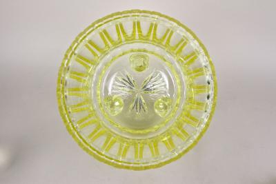 20th Century Citrus Yellow Art Deco Crystal Punch Bowl Service Bohemia ca 1920