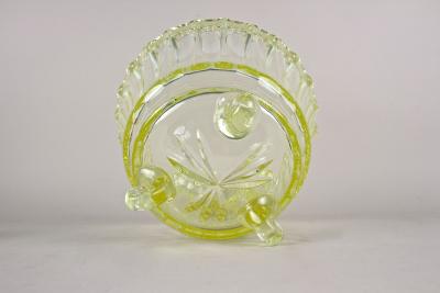 20th Century Citrus Yellow Art Deco Crystal Punch Bowl Service Bohemia ca 1920