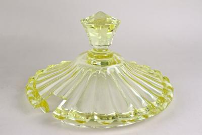20th Century Citrus Yellow Art Deco Crystal Punch Bowl Service Bohemia ca 1920