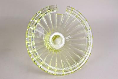20th Century Citrus Yellow Art Deco Crystal Punch Bowl Service Bohemia ca 1920