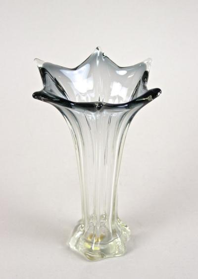 20th Century Clear Murano Glass Vase Vetro Artistico Veneziano Italy ca 1970