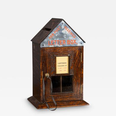 20th Century English Mahogany Indoor Post Box c 1910