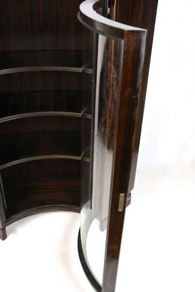 20th Century French Art Deco Curved Vitrine Corner Display Cabinet FR ca 1930