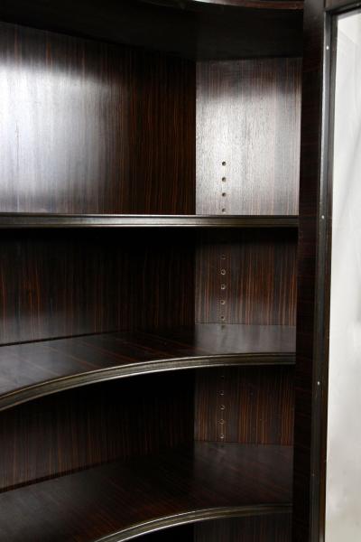 20th Century French Art Deco Curved Vitrine Corner Display Cabinet FR ca 1930