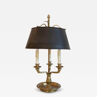 20th Century French Bouillotte Lamp with Black T le Shade