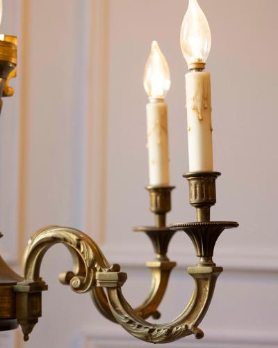 20th Century French Bronze Chandelier with Classical Motifs
