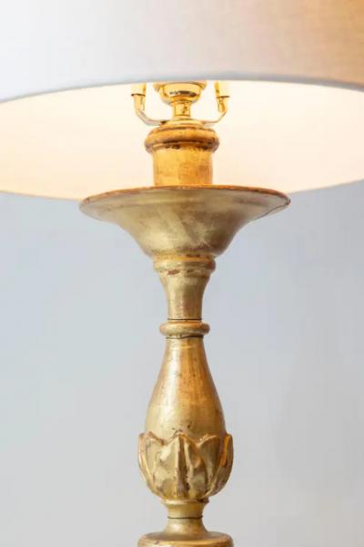20th Century French Carved Giltwood Table Lamp with Tripod Base