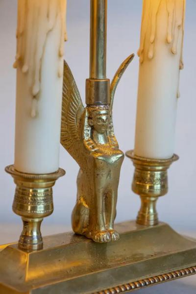 20th Century French Empire Style Bouillotte Lamp with Sphinx Motif