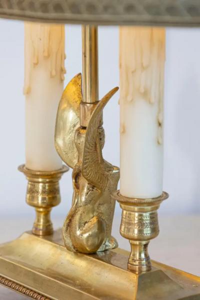 20th Century French Empire Style Bouillotte Lamp with Sphinx Motif