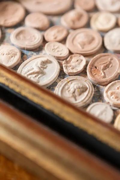 20th Century French Framed Collection of Plaster Cameos