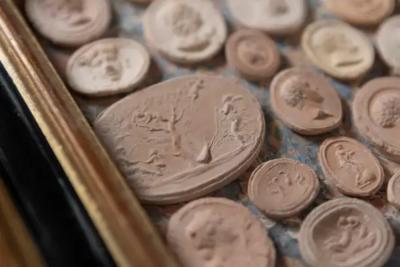 20th Century French Framed Collection of Plaster Cameos