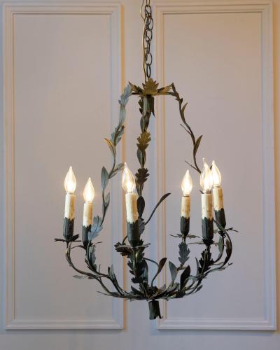 20th Century French Iron Chandelier with Foliate Details