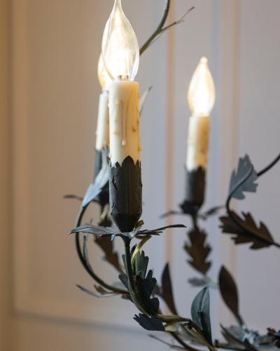 20th Century French Iron Chandelier with Foliate Details