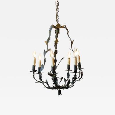 20th Century French Iron Chandelier with Foliate Details