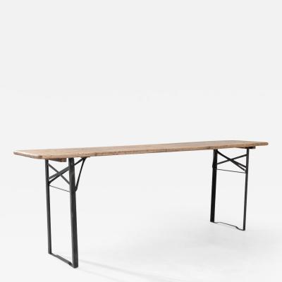 20th Century French Metal and Wood Folding Table 