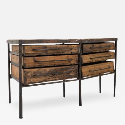 20th Century French Metal and Wooden Worktable