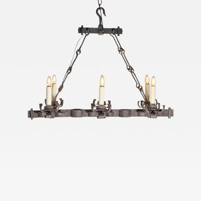 20th Century French Wrought Iron Chandelier