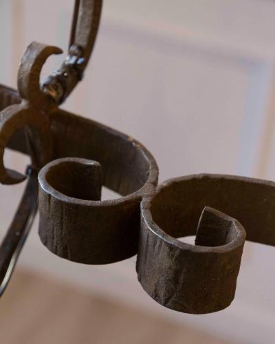 20th Century French Wrought Iron Chandelier with Scrollwork Arms