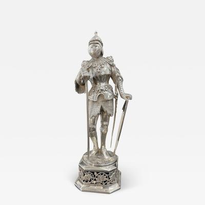 20th Century German Solid Silver Knight Figure Hanau c 1910