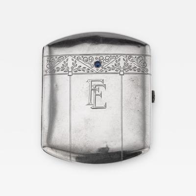 20th Century German Solid Silver Sapphire Cigarette Case c 1900