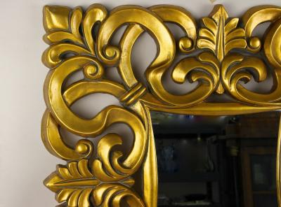20th Century Gilt Florentine Wall Mirror Foam Lacquered Italy ca 1970