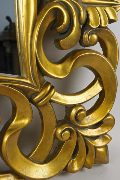 20th Century Gilt Florentine Wall Mirror Foam Lacquered Italy ca 1970