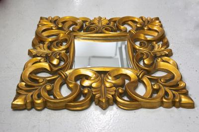20th Century Gilt Florentine Wall Mirror Foam Lacquered Italy ca 1970