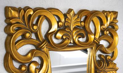 20th Century Gilt Florentine Wall Mirror Foam Lacquered Italy ca 1970